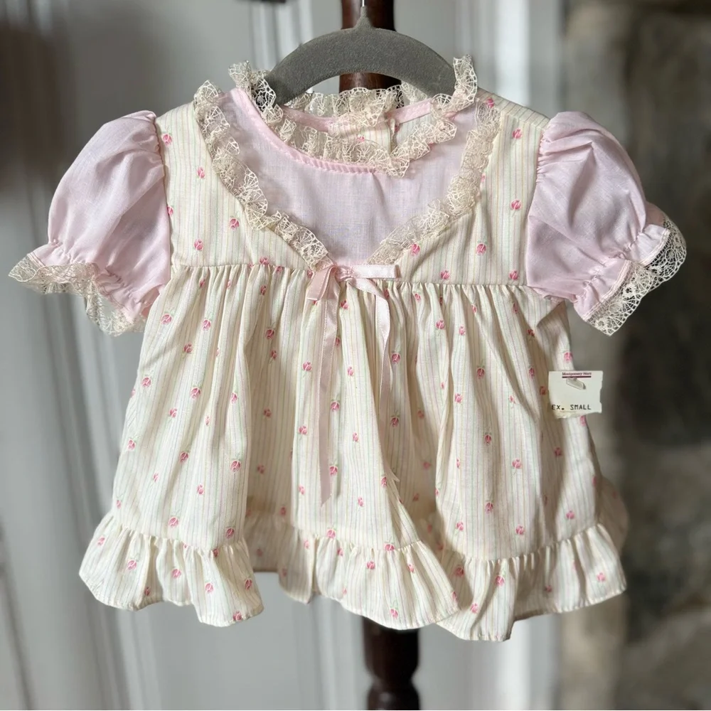 Vintage Floral Cottagecore Baby Top 6/9 m